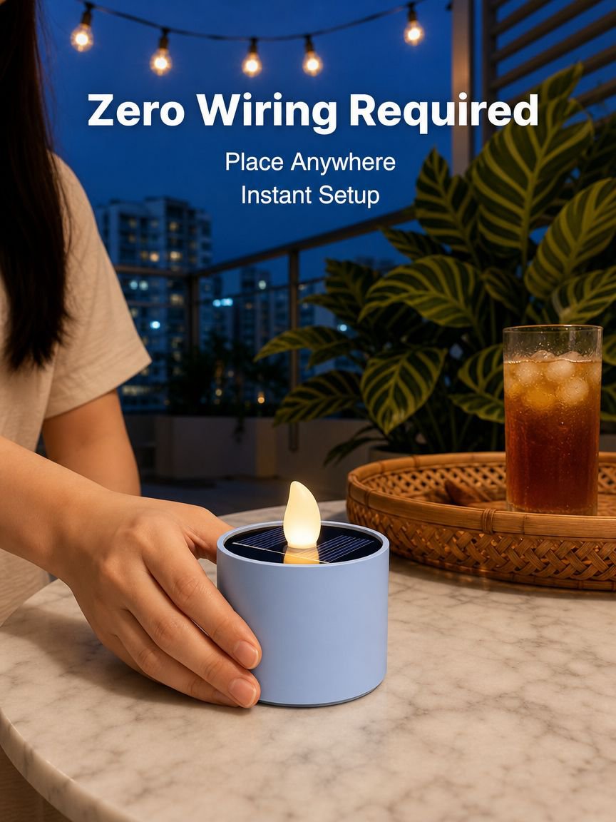 Solar-powered candle night light