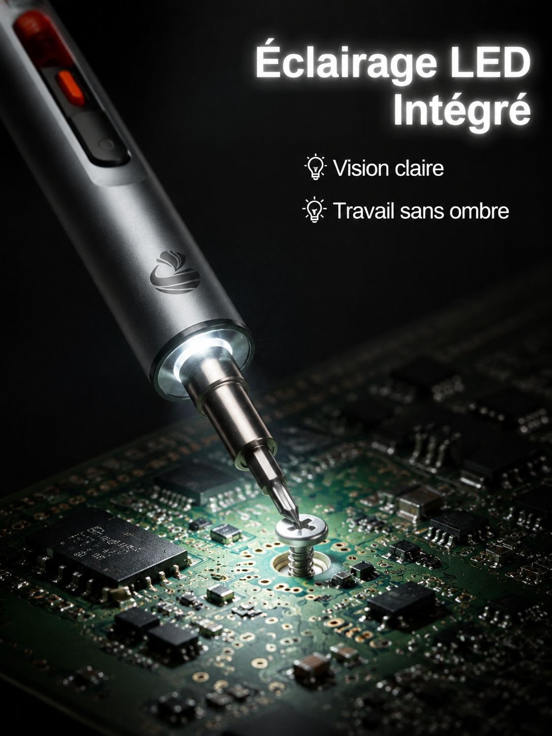 Tournevis sans fil rechargeable de précision avec éclairage LED