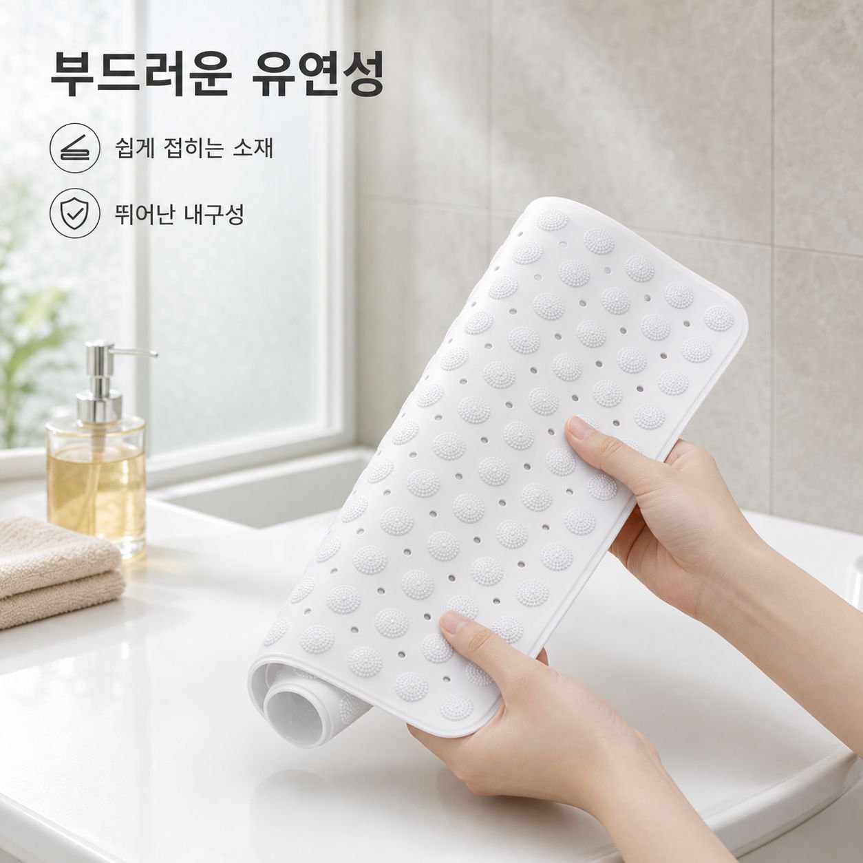 샤워룸 마사지 미끄럼 방지 심플 순색 욕실 발판