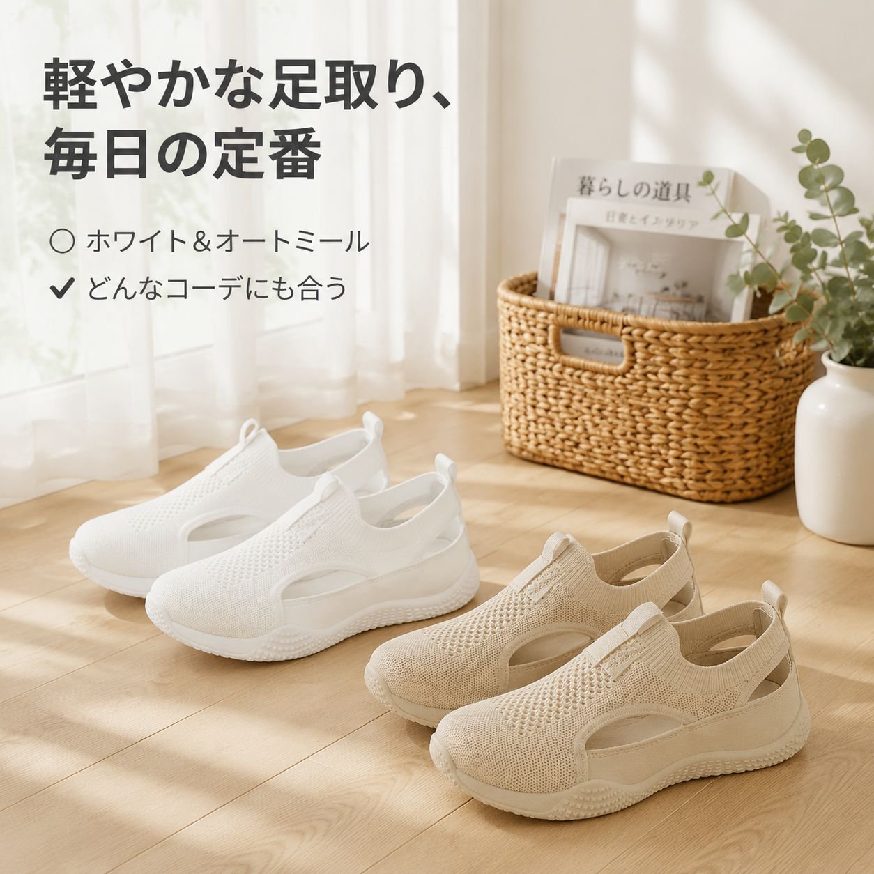 通気性フライニットレディースカジュアルシューズ 学生用