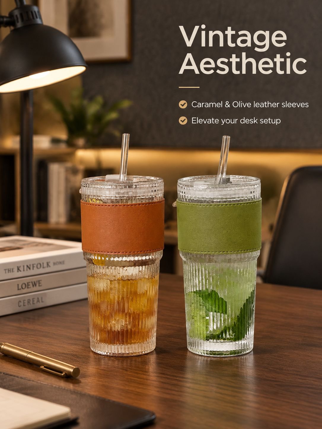 Transparent vertical stripe glass cup for coffee and tea