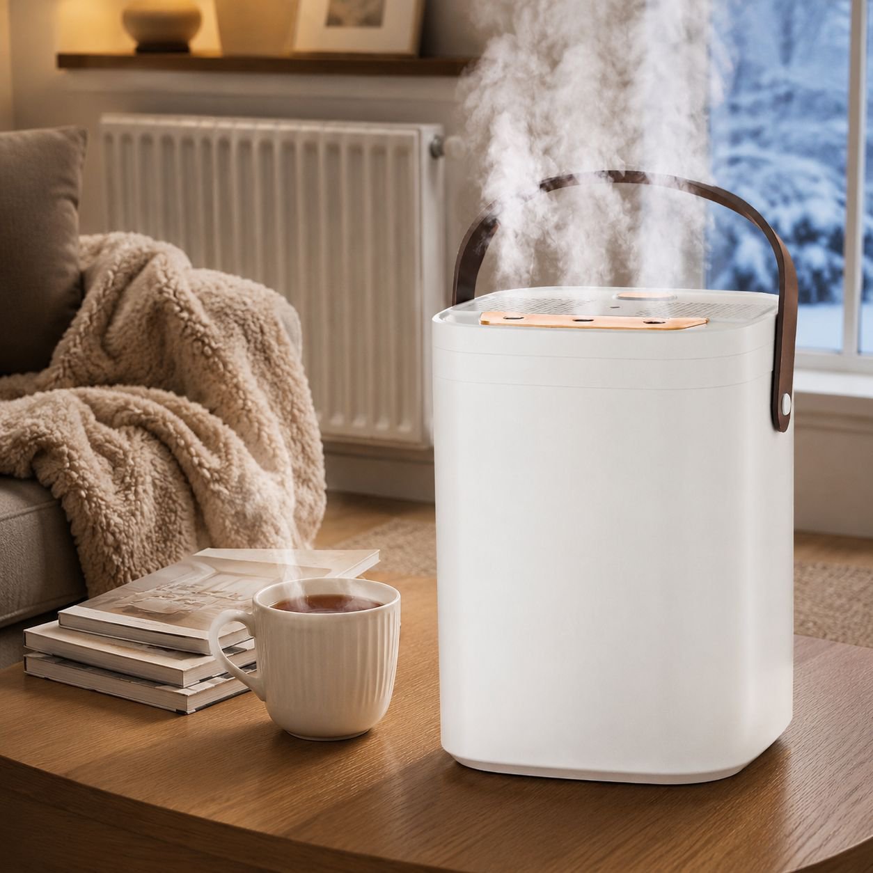 Desktop large capacity silent humidifier with USB and three nozzles