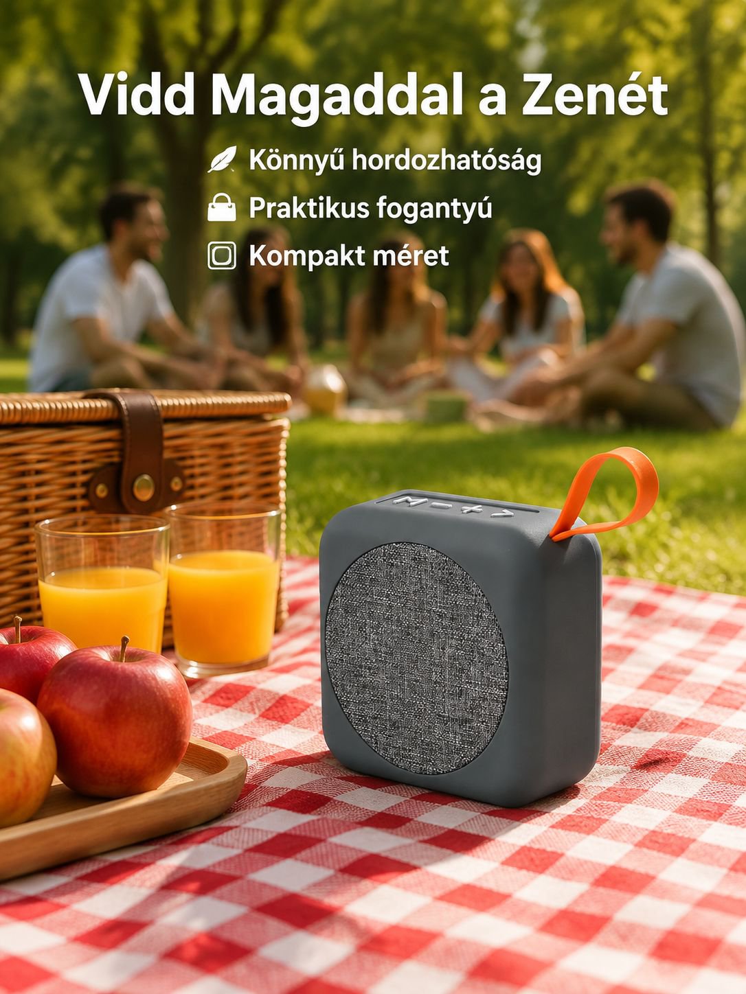 Hordozható négyzet alakú Bluetooth hangszóró, kültéri kézi vízálló mélynyomó