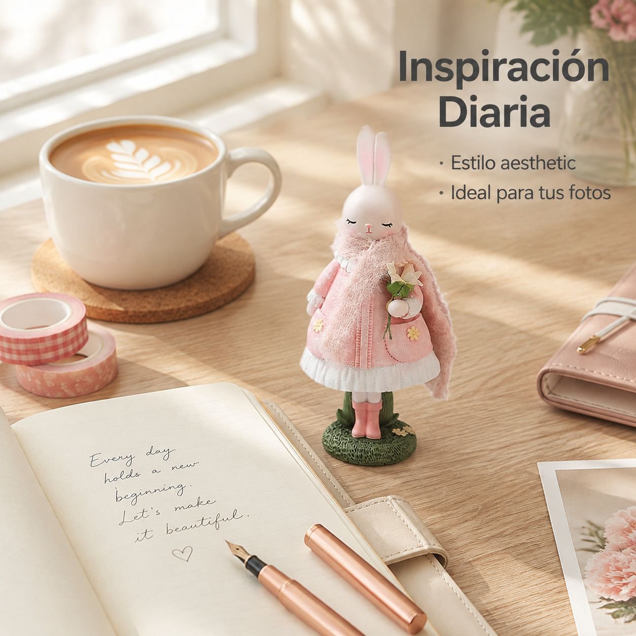 Adorno de resina para mesa de hogar con lindo conejito de dibujos animados
