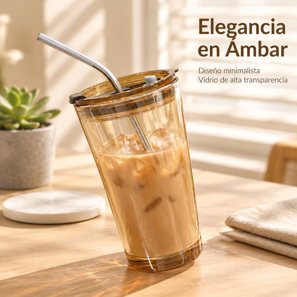 Vaso Aurora con tapa y pajita