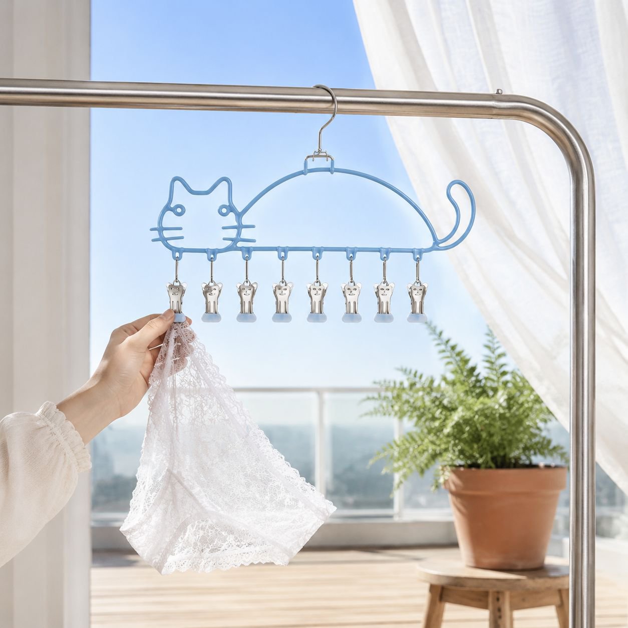 JMY - Cat-shaped Sock Clip Clothes Rack