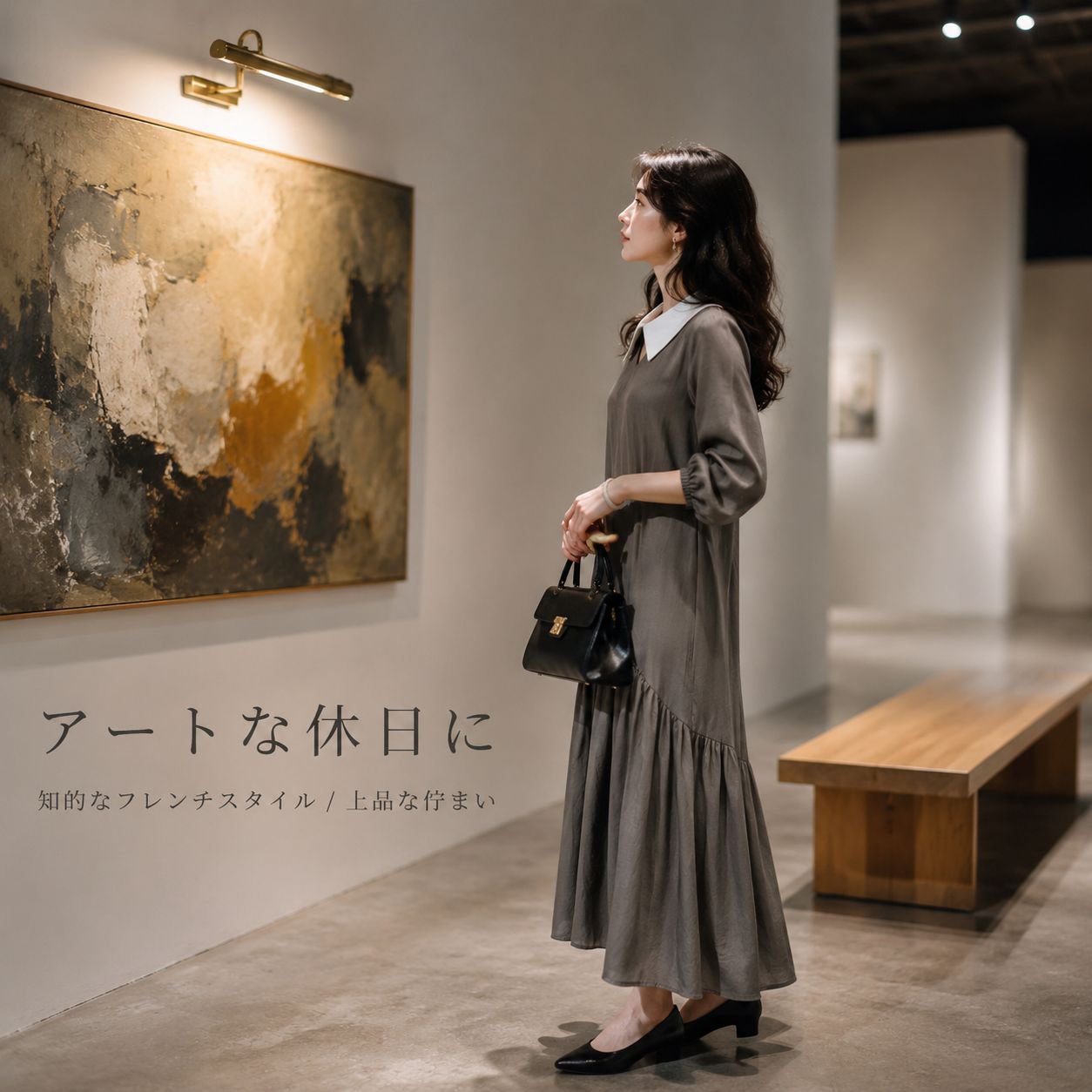 フレンチデザイン感ゆったりマーメイドワンピース秋優しいロングスカート