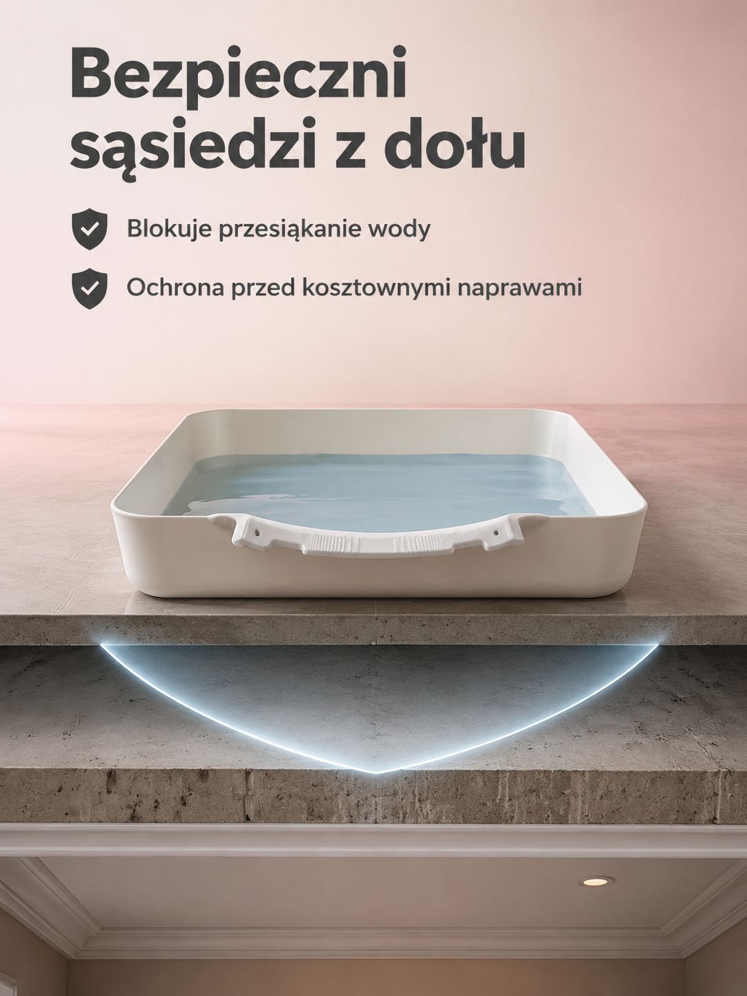 Trwała taca ochronna pod pralkę z wysokimi brzegami