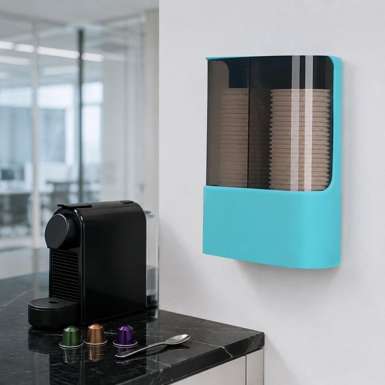Double Tube Wall-mounted Dustproof Paper Cup Dispenser