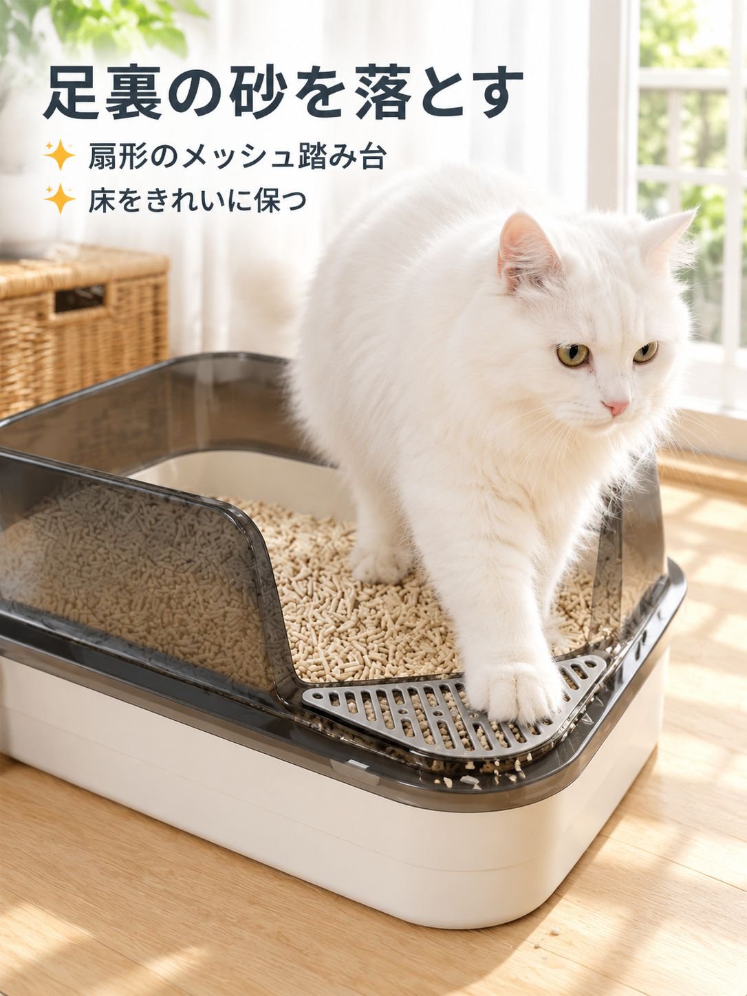 超大型セミクローズド防飛散猫用トイレ