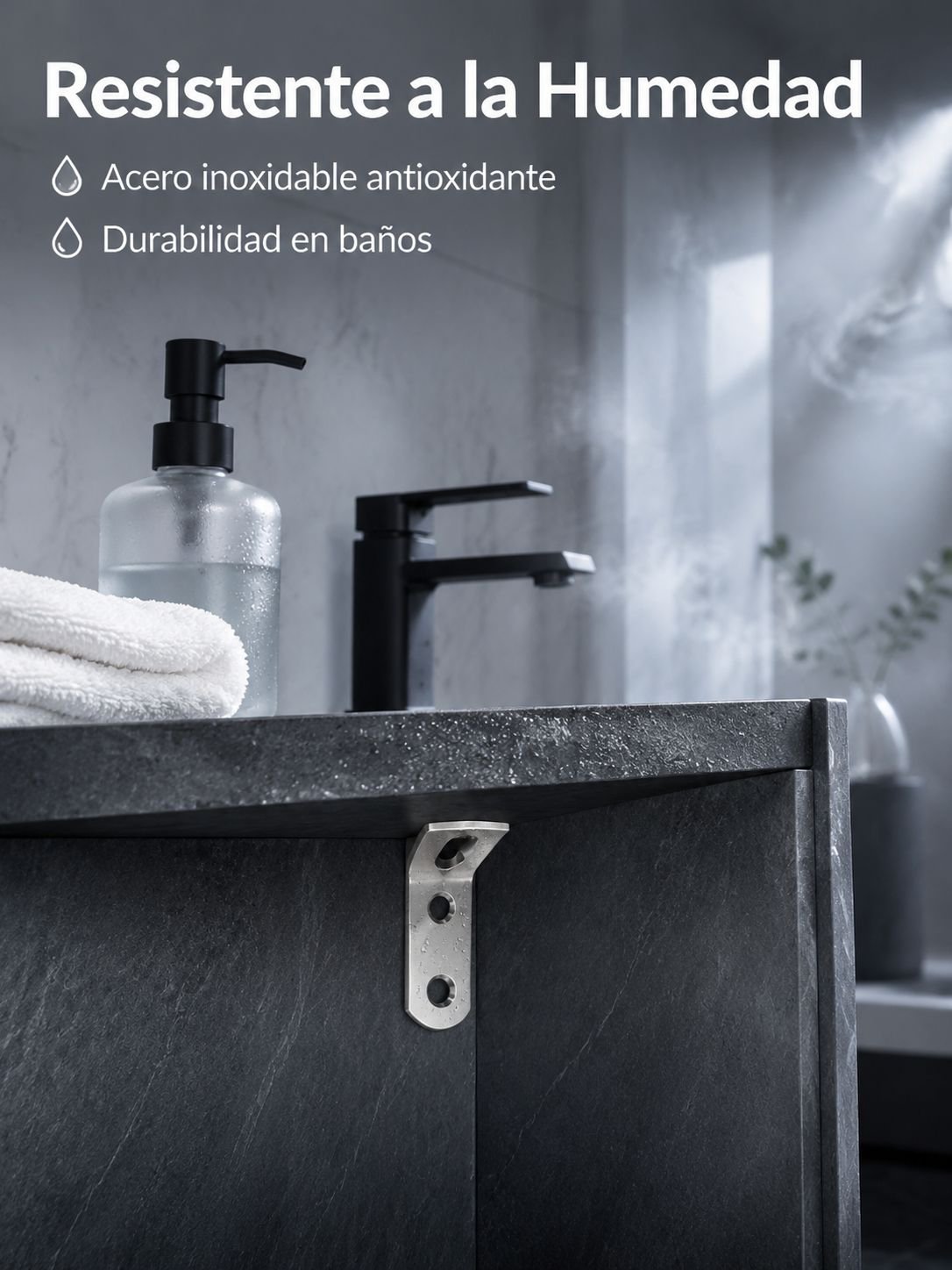 Soporte para divisores de baño, fabricado en acero inoxidable durable