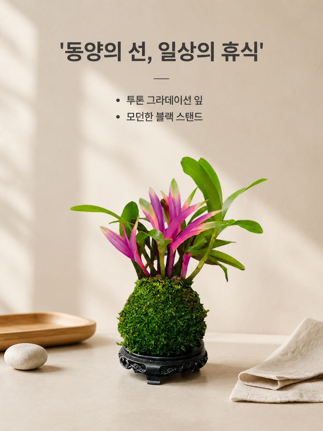 덴드로비움 꽃과 녹색 식물