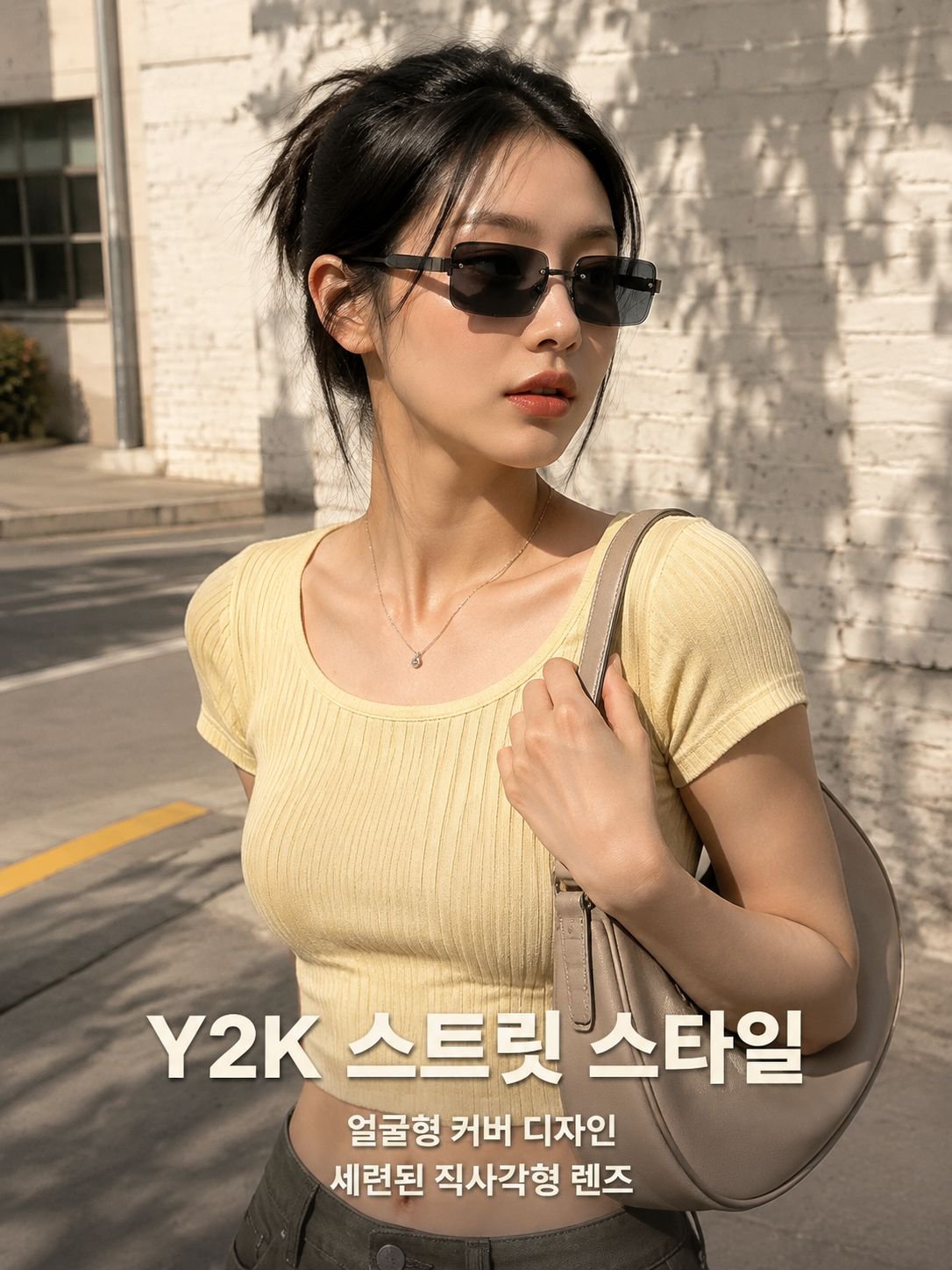 레트로 메탈 하프프레임 그라데이션 선글라스