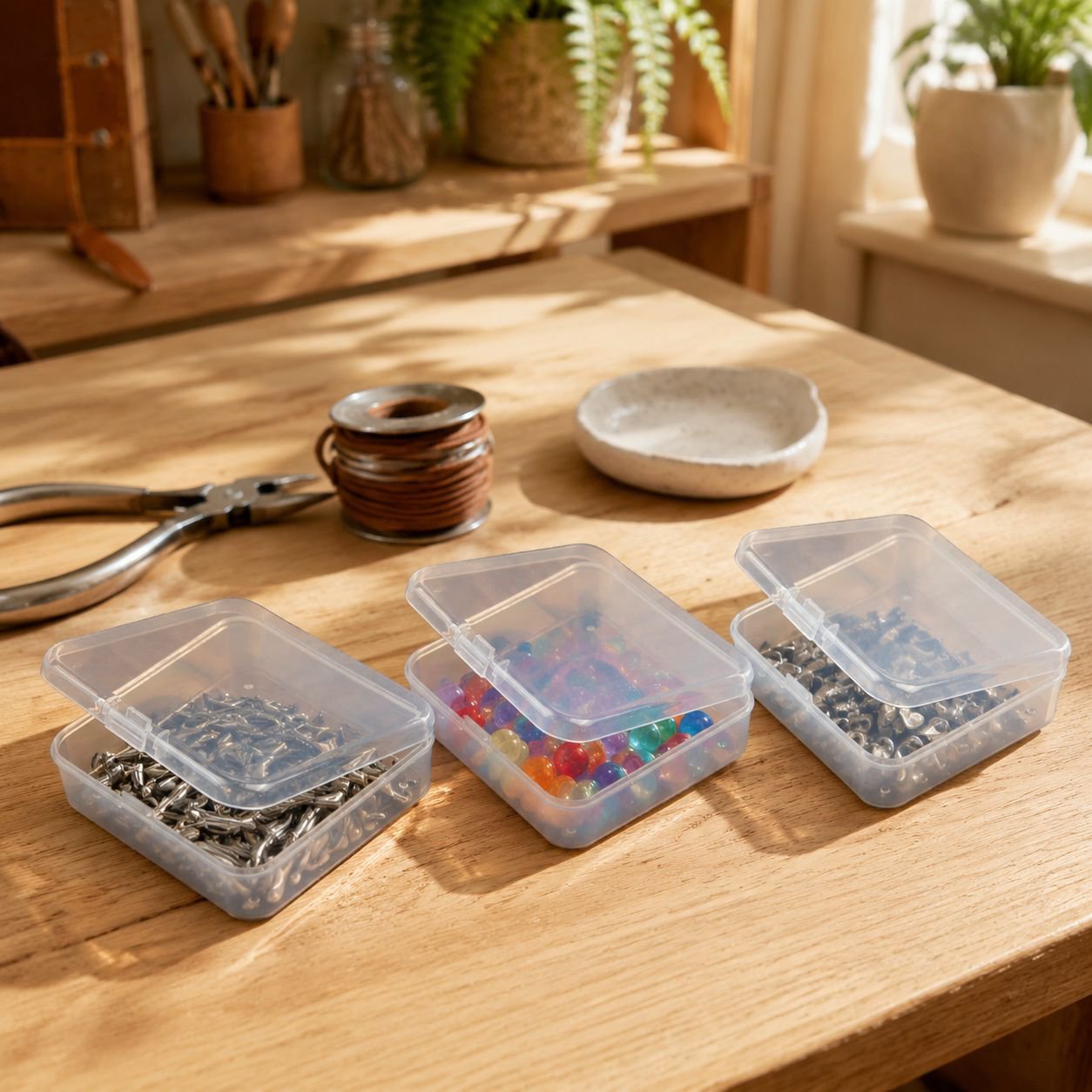 Mini Recyclable Jewelry Rivet Organizer Box, Transparent Plastic, Custom Logo Available