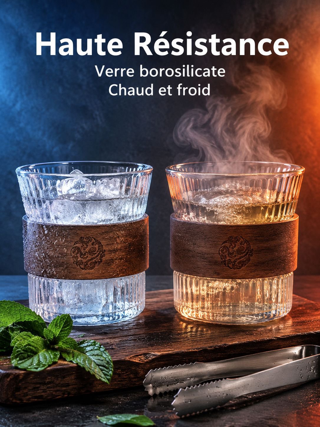 Tasse à thé en verre borosilicate martelé