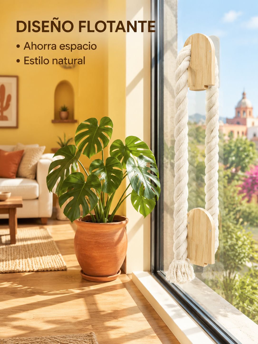 Rascador para gatos de montaje en pared con cuerda resistente