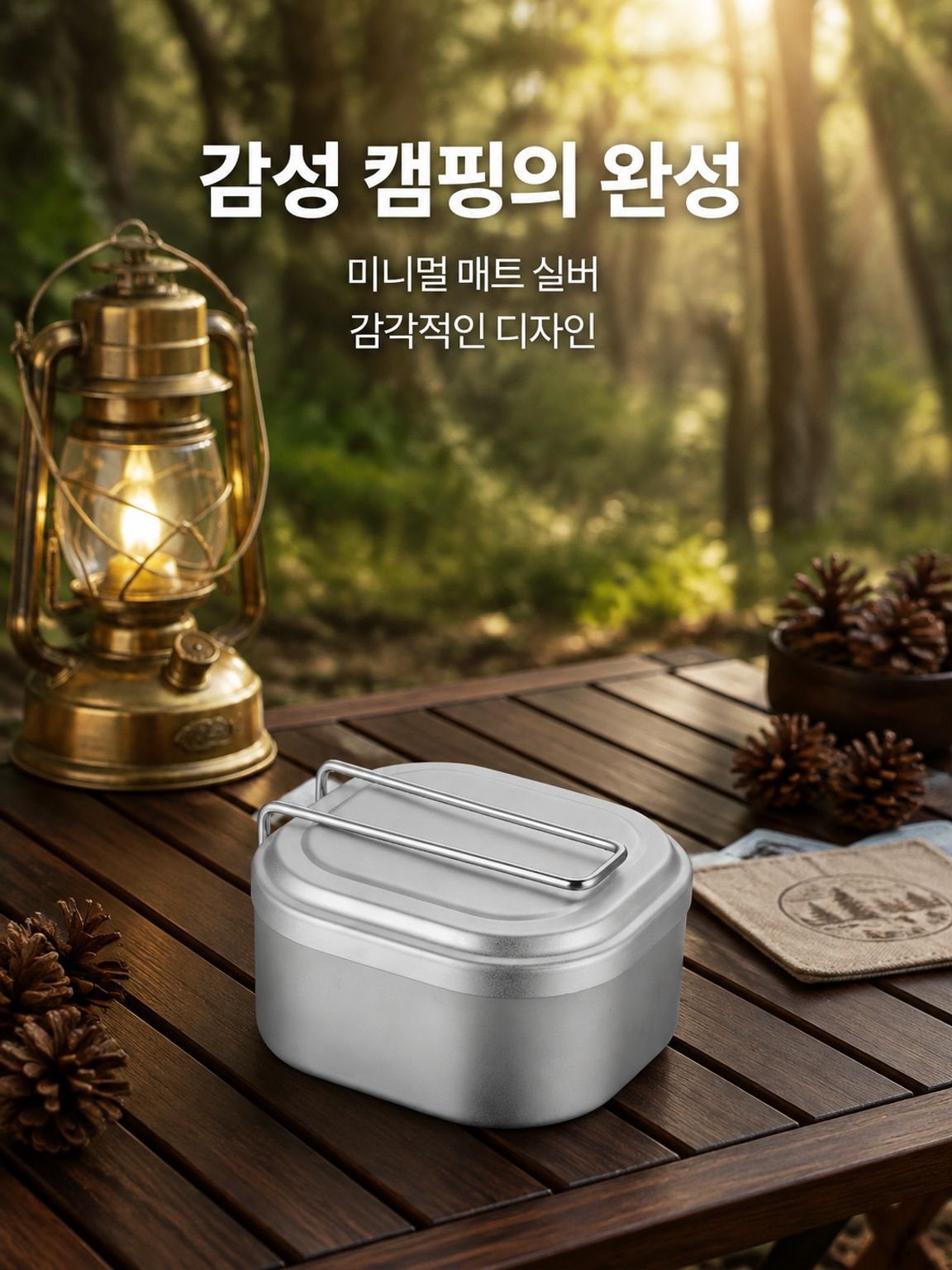 풀 알루미늄 도시락 손잡이 사각형 야외 캠핑