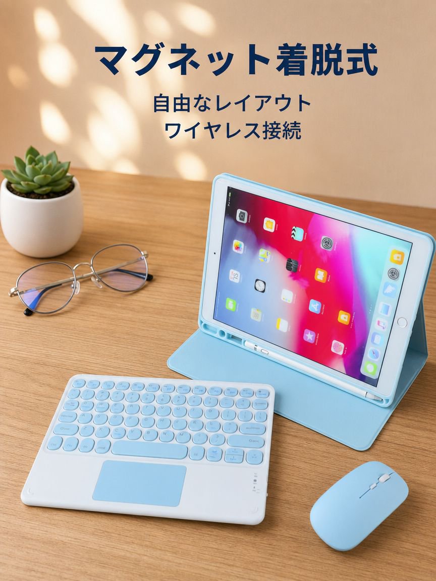 Bluetoothタッチキーボード付きタブレットケース、マウス付き