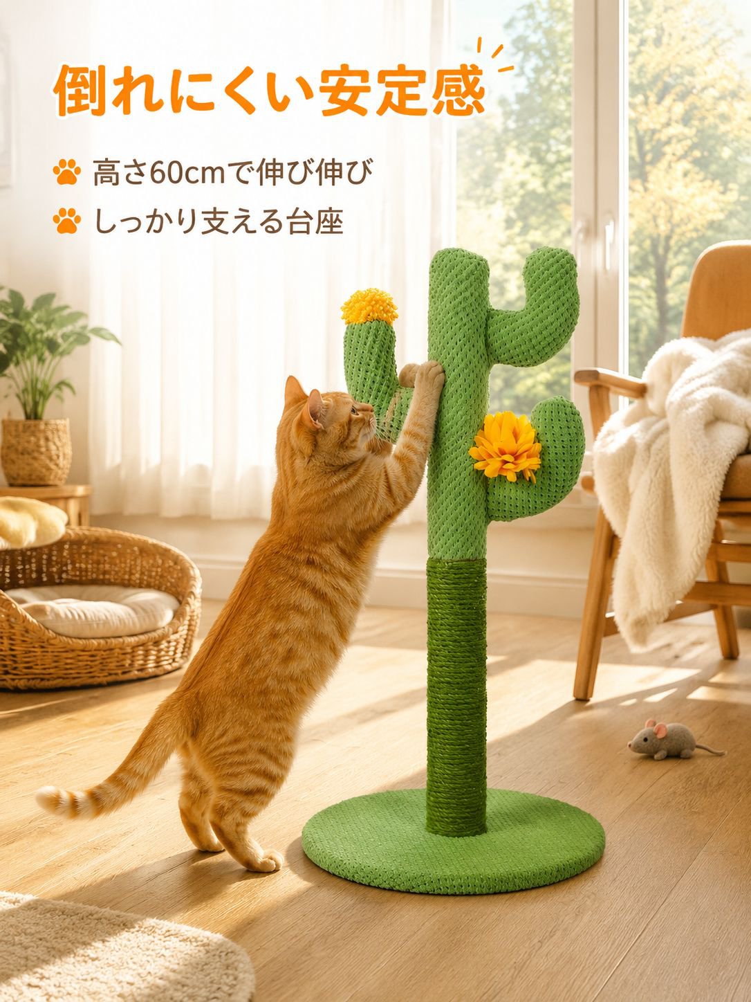 背の高いサイザル麻サボテン型猫用爪とぎ ペット用品