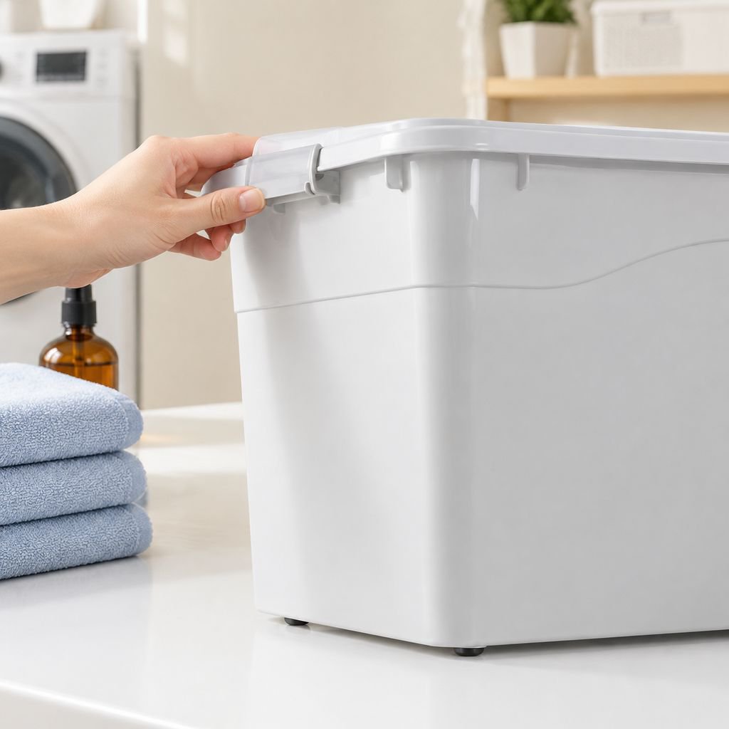 Caja organizadora de plástico grueso al por mayor, grande para guardar ropa