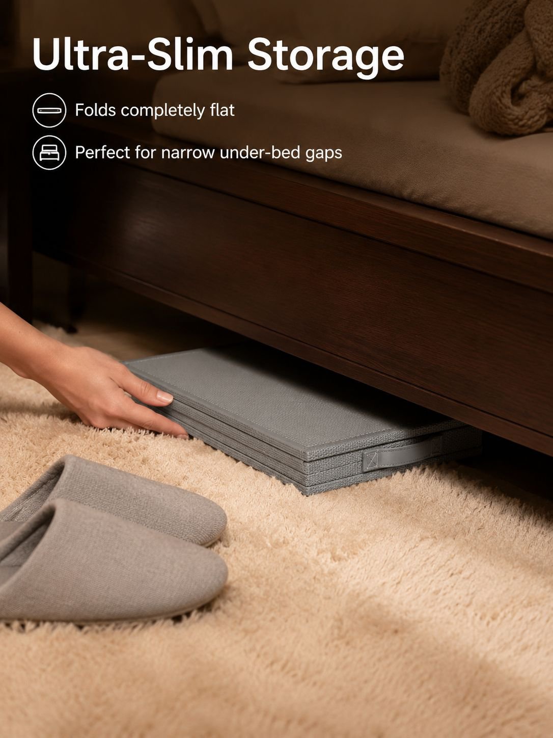Easy to assemble foldable storage bin for closets