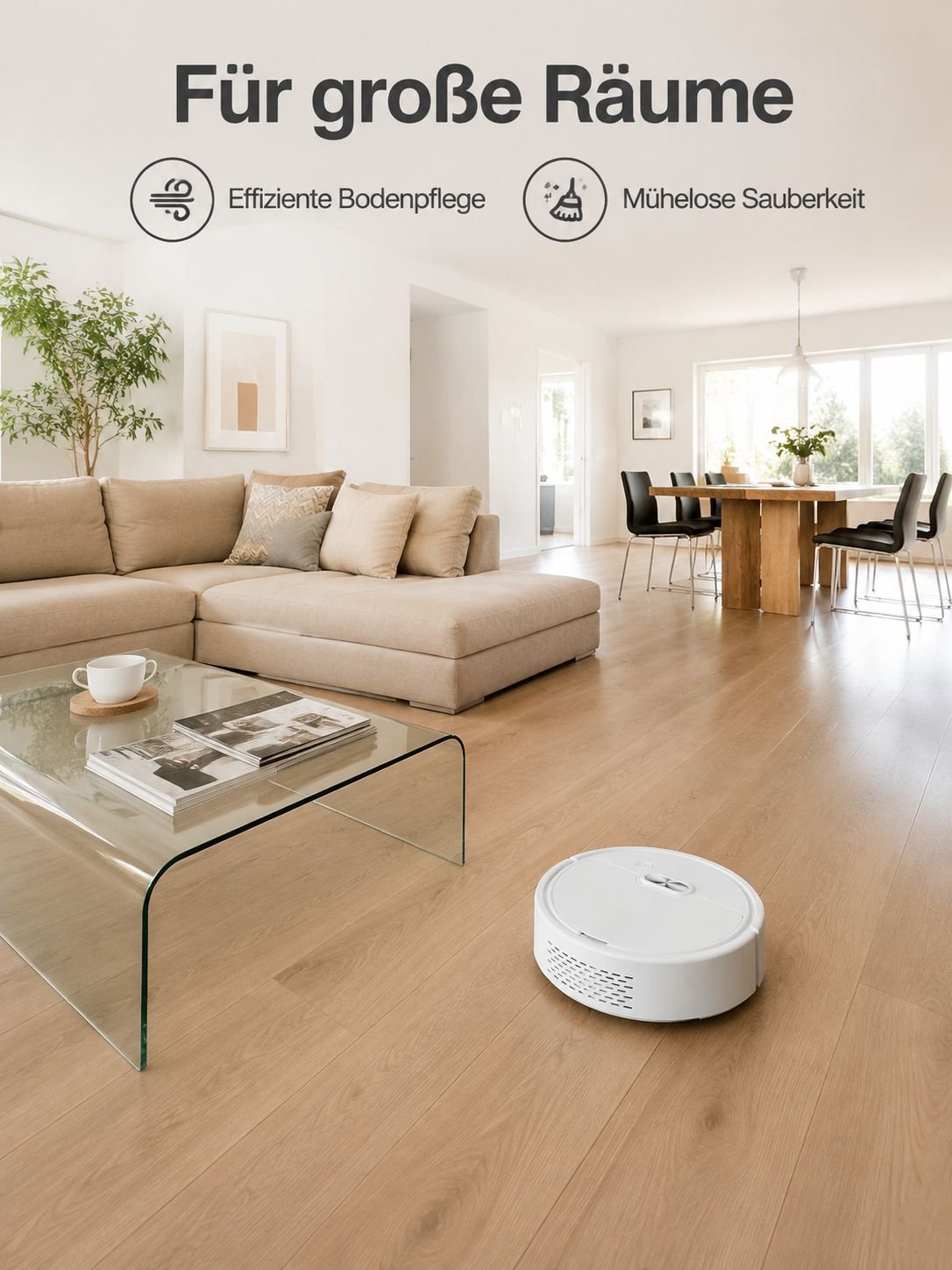Detailaufnahme des smarten Staubsaugerroboters