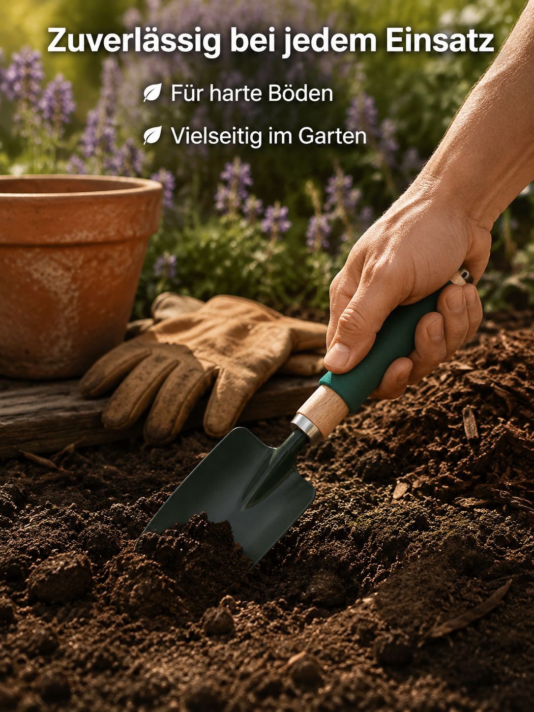 Multifunktionales Gartenwerkzeug-Set mit 36cm langer Schaufel, Blumenschaufel und Eisenspaten