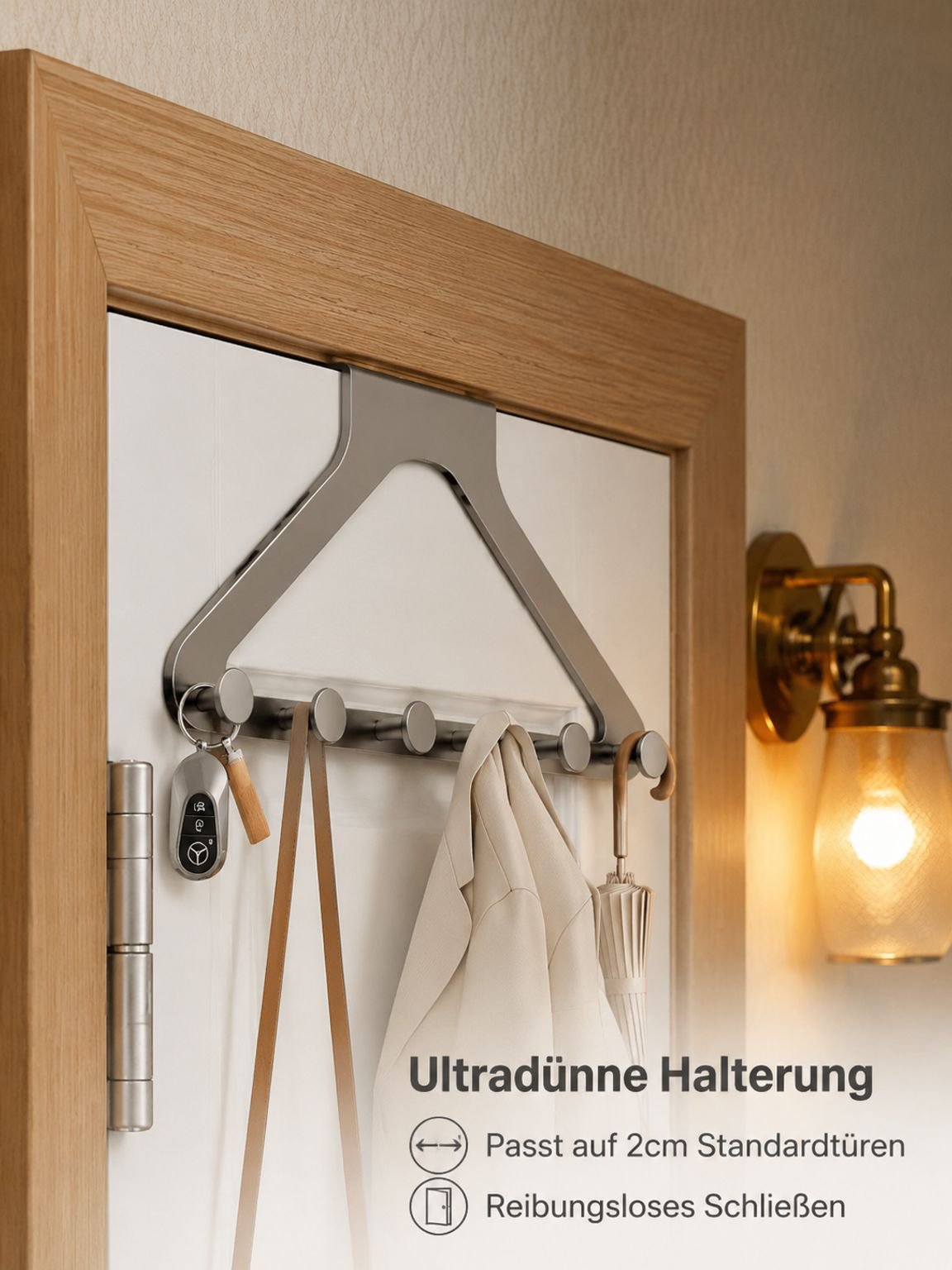 Starker selbstklebender Wandhaken Garderobe für Schlafzimmer und Badezimmer hinter der Tür