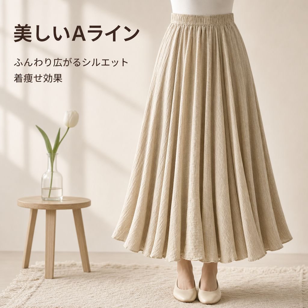 ウエストゴム付き花柄二重レイヤースカート
