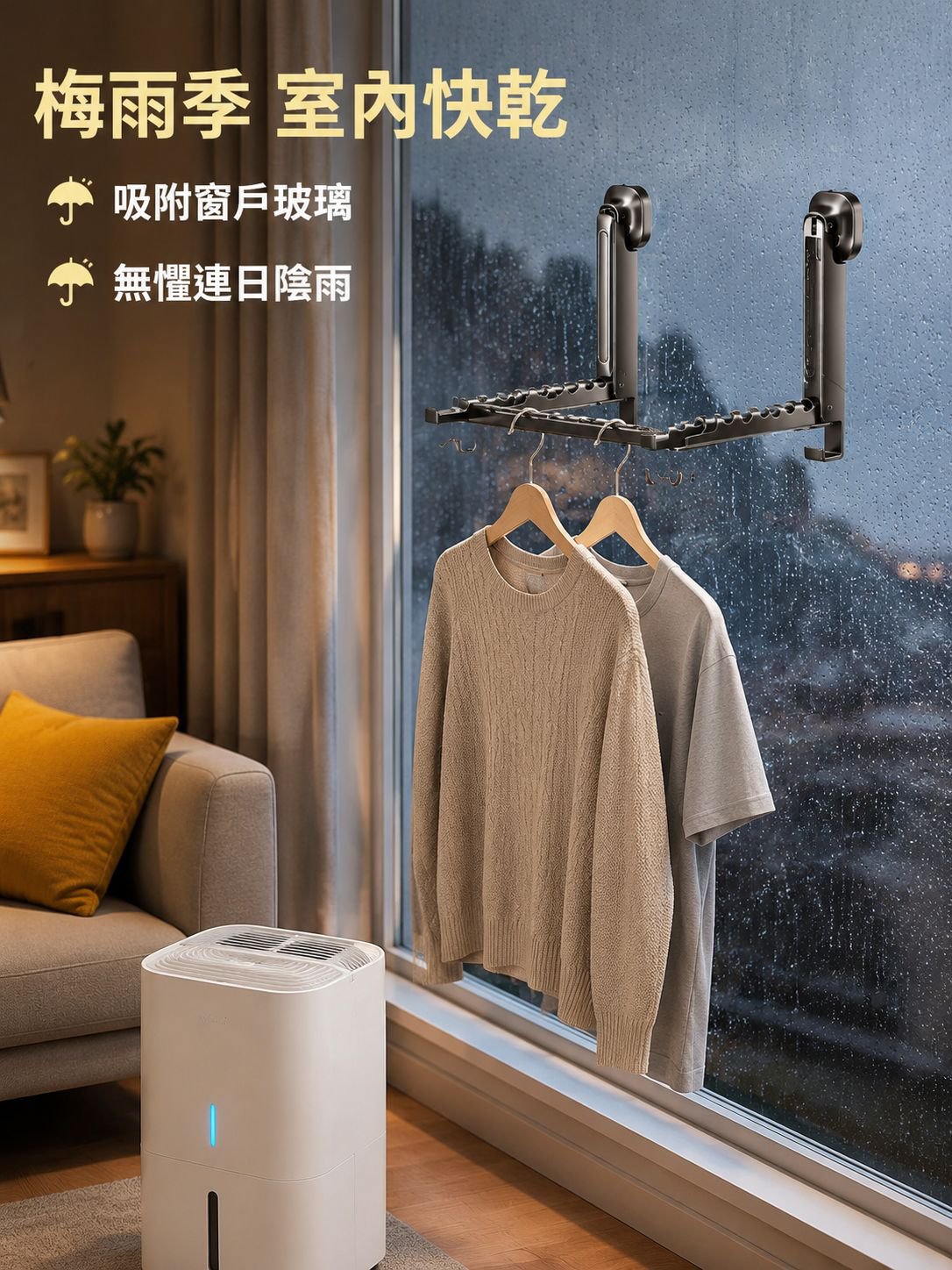 免打孔陽台多功能折疊晾曬架