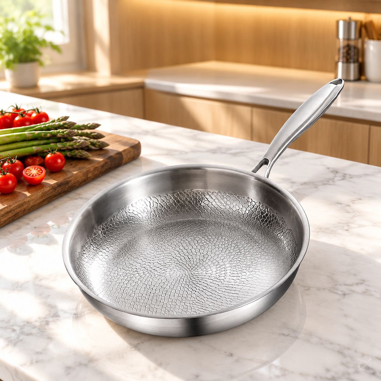 Uncoated Non-stick Frying Pan
