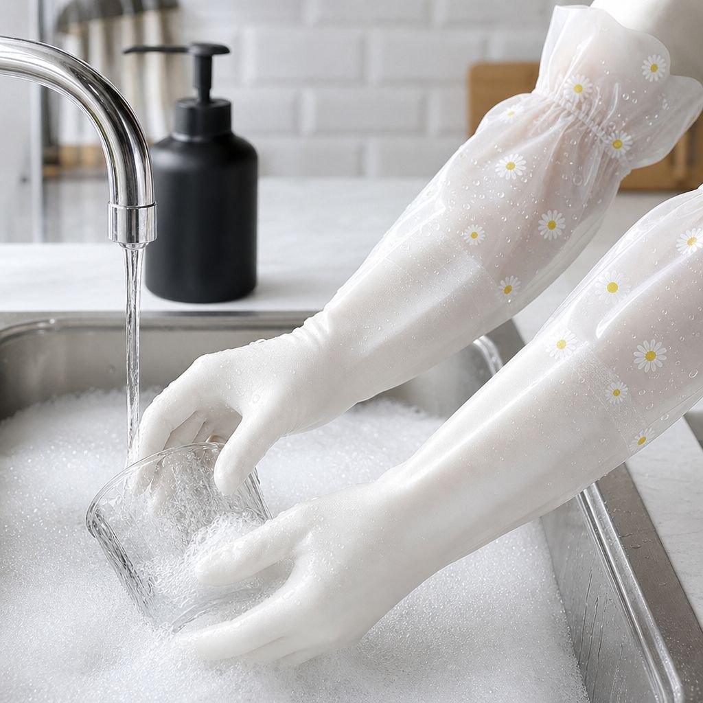 Samtgefütterte und robuste Putz-Handschuhe für Damen
