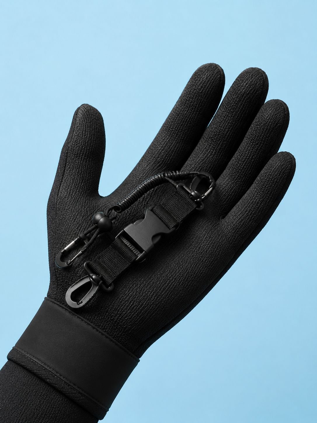 Spring steel wire reinforcement inside a diving camera lanyard