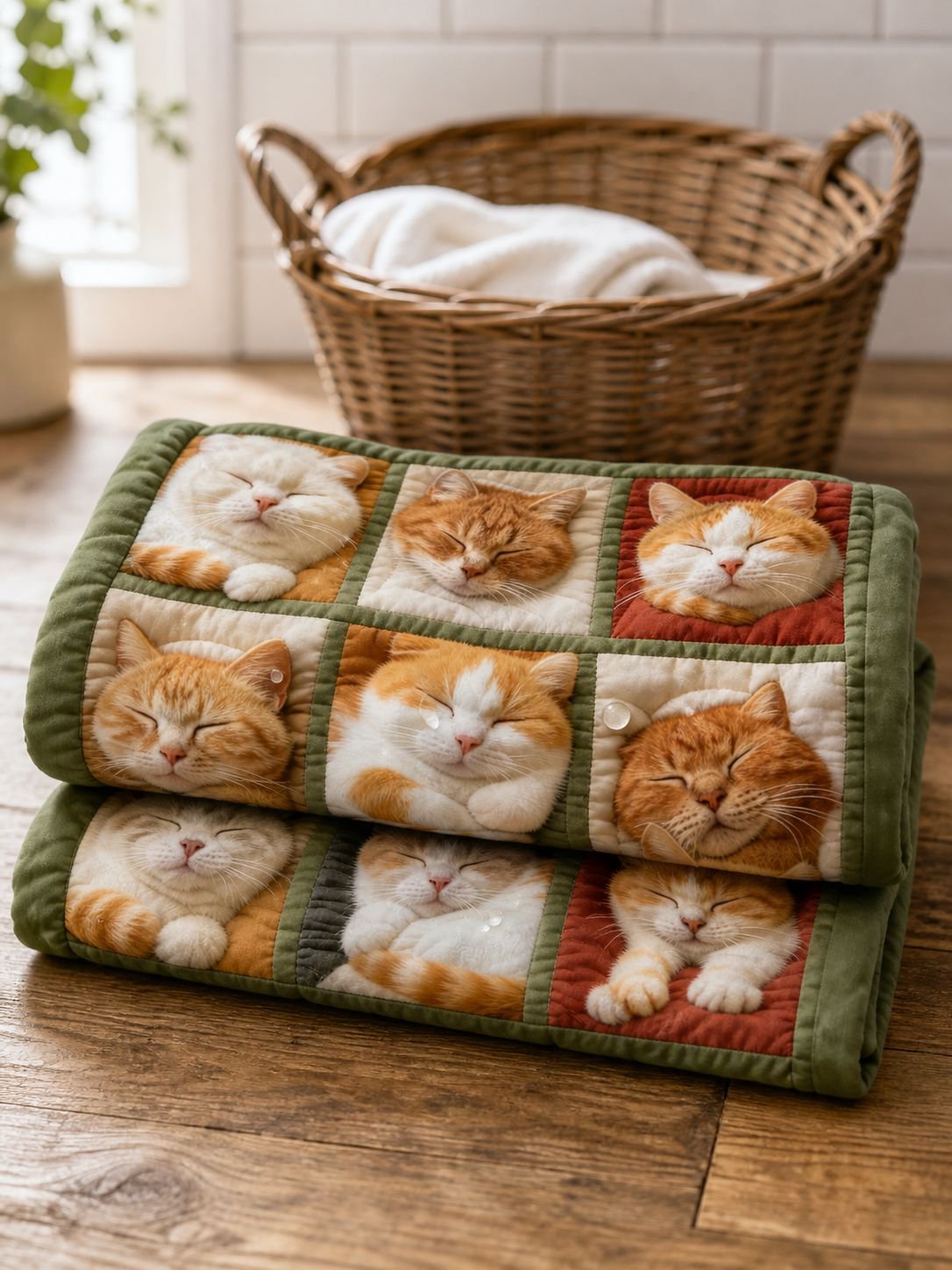 Personalized cat blanket with vintage design