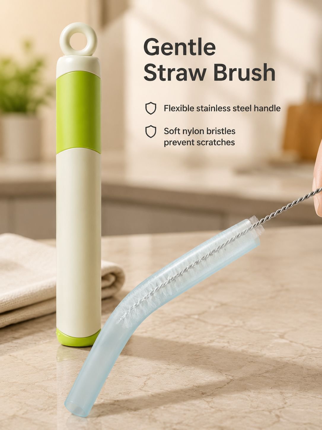 Bottle nipple and straw cleaning brushes included in set