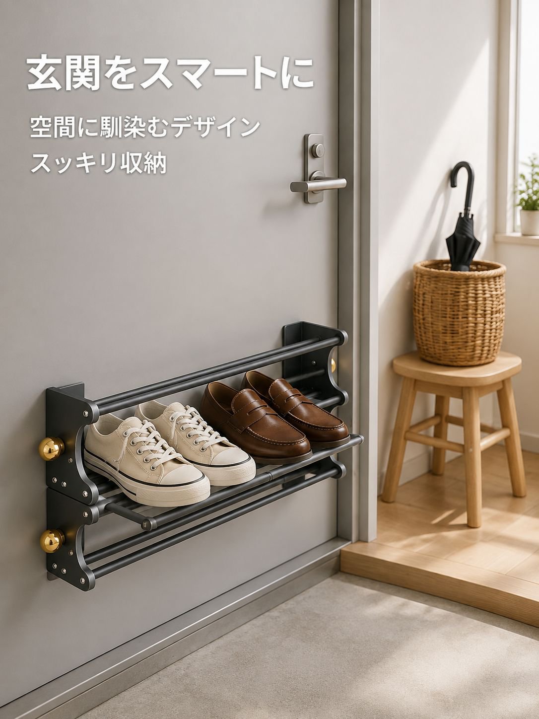 家庭用伸縮調節可能な大容量マグネット式シューズラック