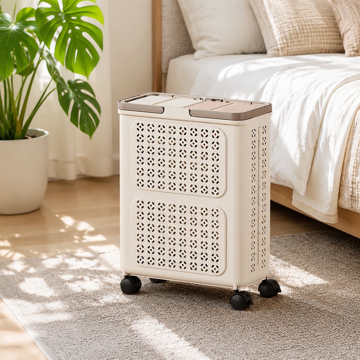 Cesto de ropa grande con ruedas, ideal para el hogar