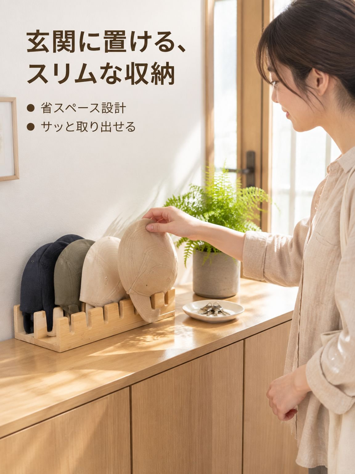 木製の野球帽収納・ディスプレイラック