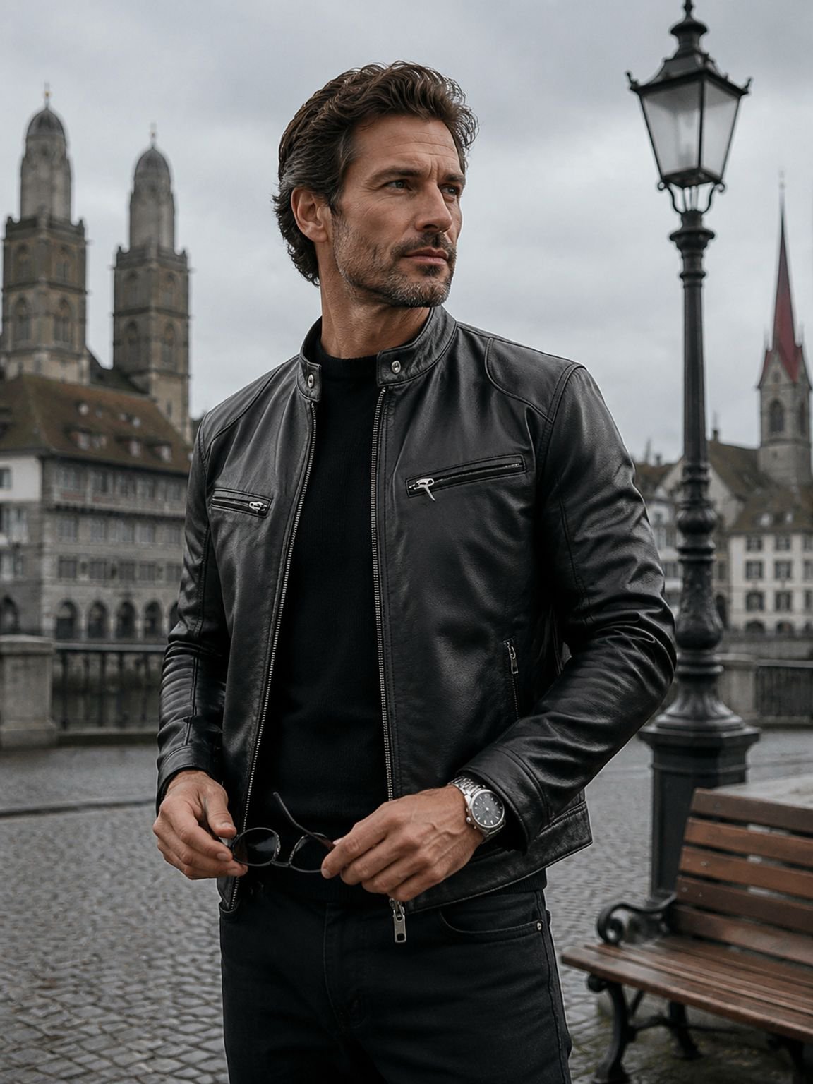 Herren Lederjacke Mantel