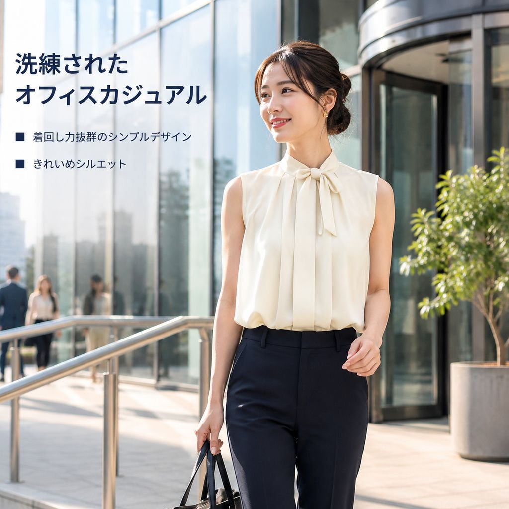 日系スタイル夏ノースリーブリボン結びトップス