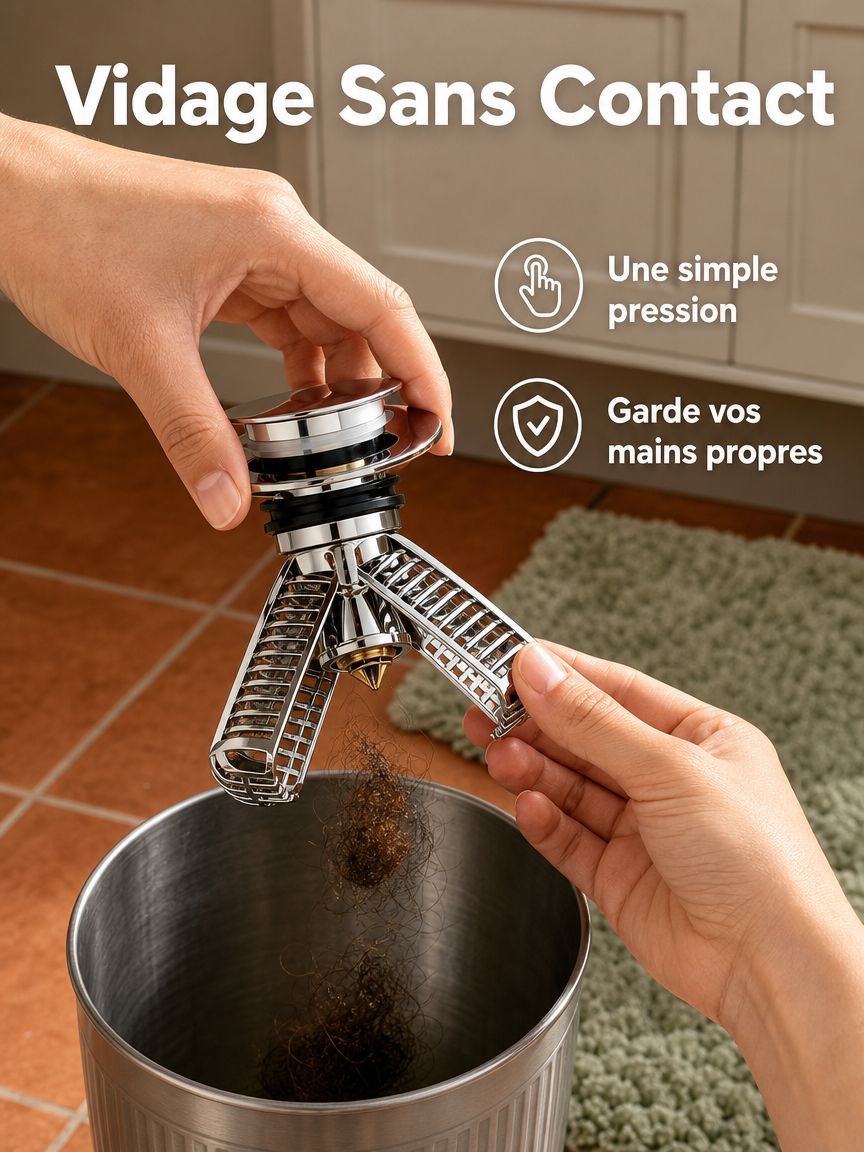 Bonde d'évier universelle compatible cuisine et salle de bain