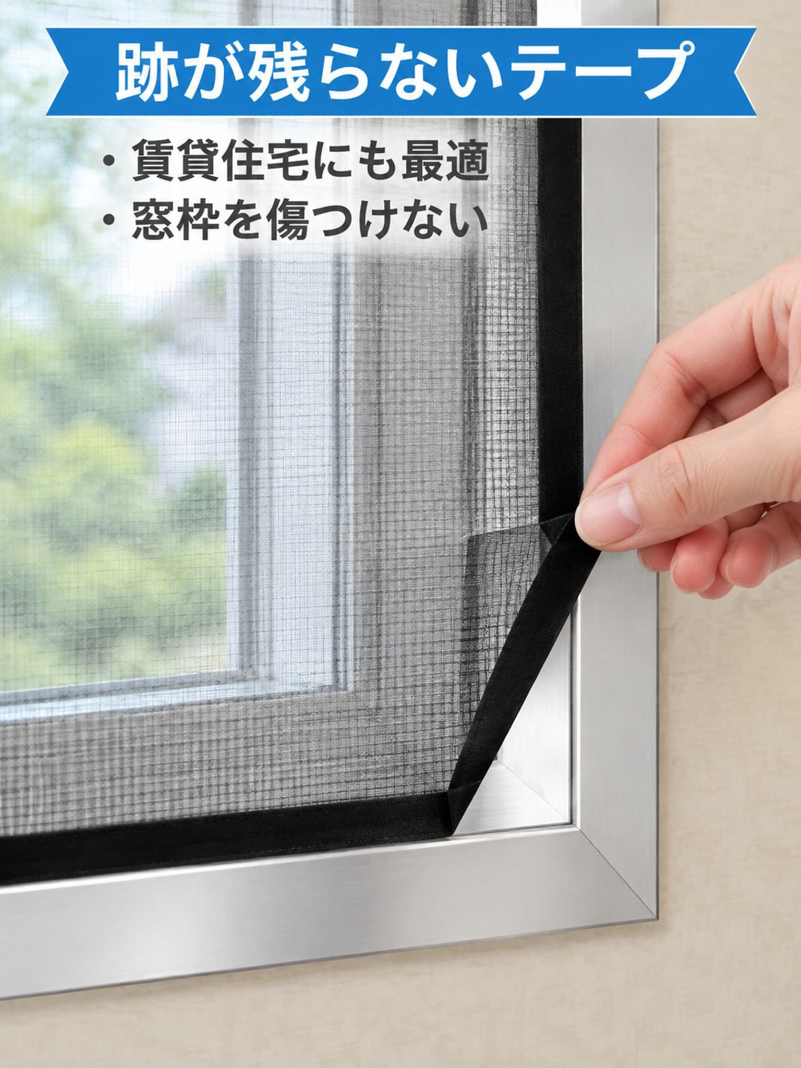 家庭用粘着式網戸
