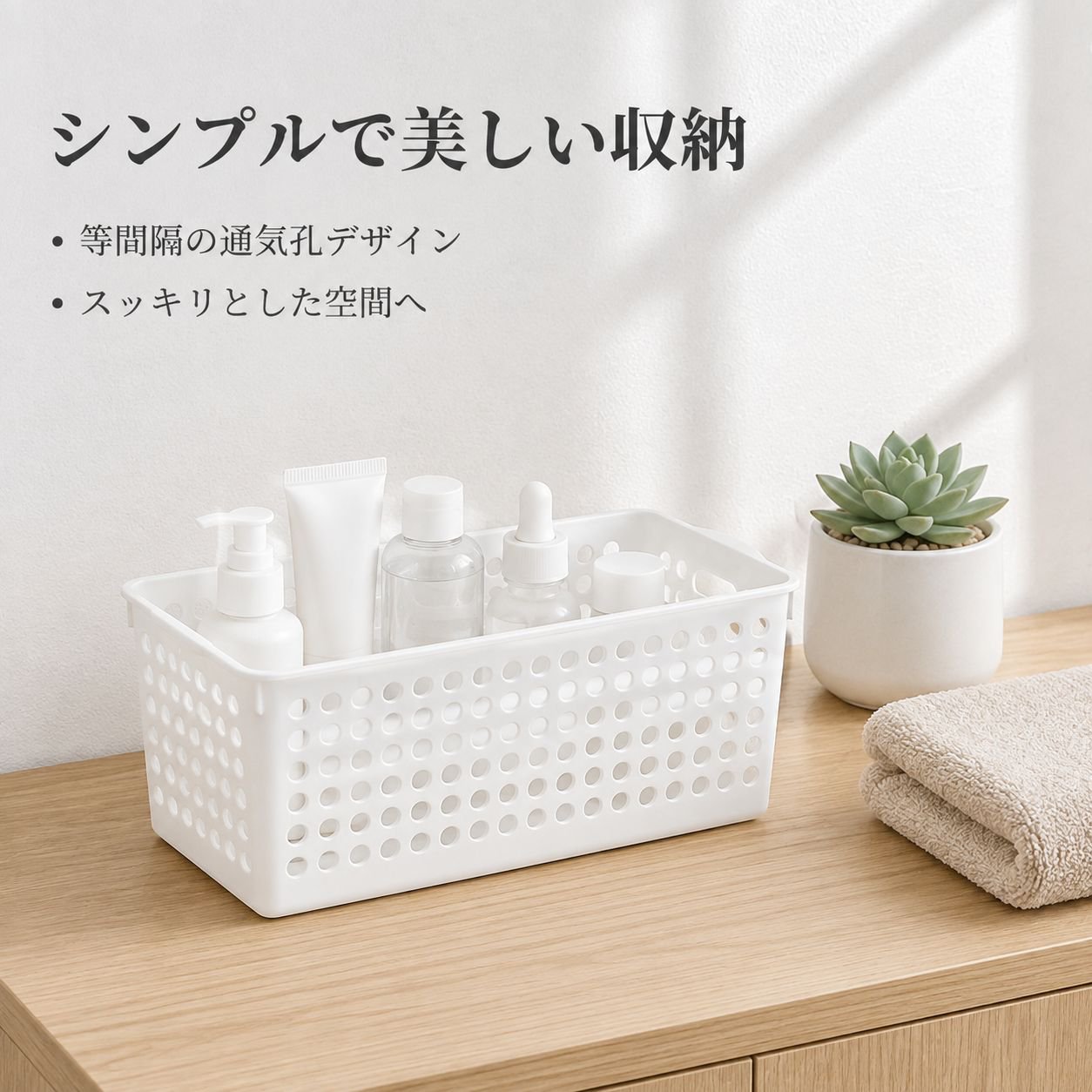 寮用プラスチック収納バスケット 長方形化粧品・お菓子整理バス