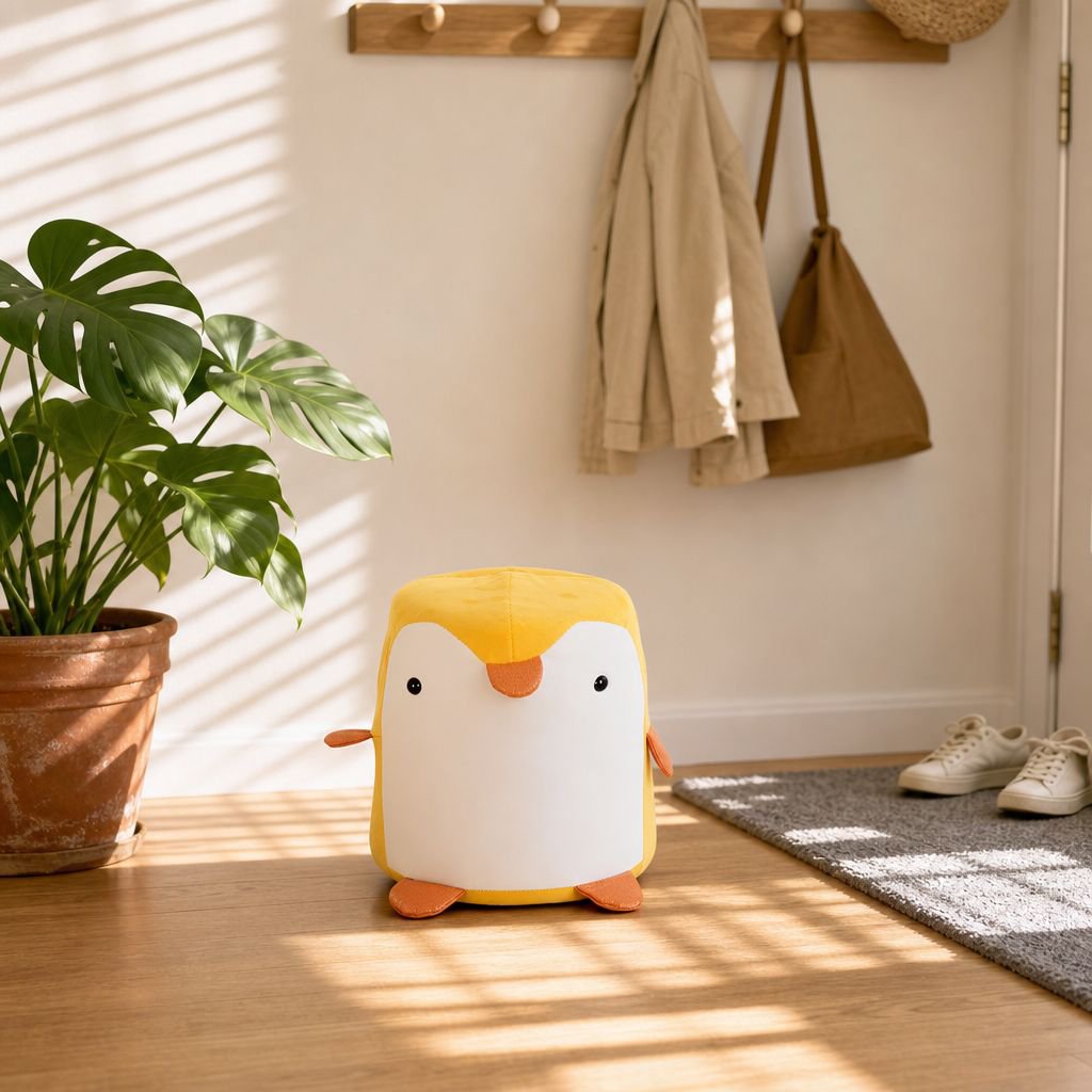 Detalle del diseño de excremento de pingüino en banco de madera