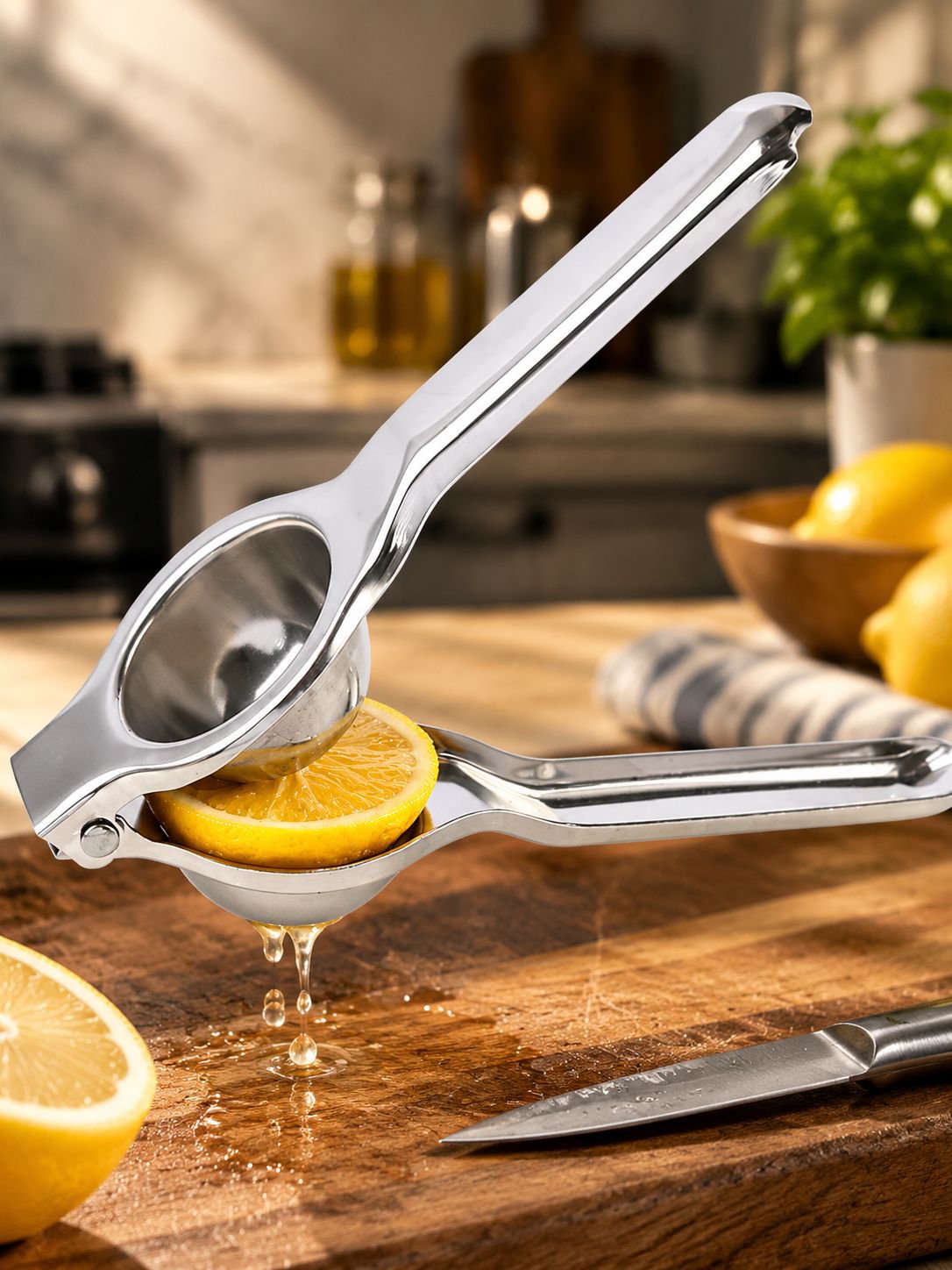 Ergonomic manual lemon squeezer for efficient citrus pressing
