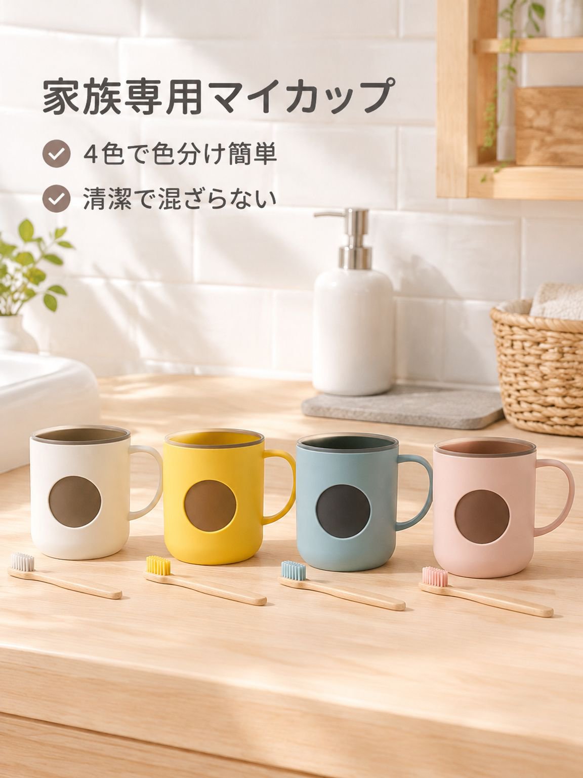 バイカラーデザイン家庭用うがい・歯磨きカップ