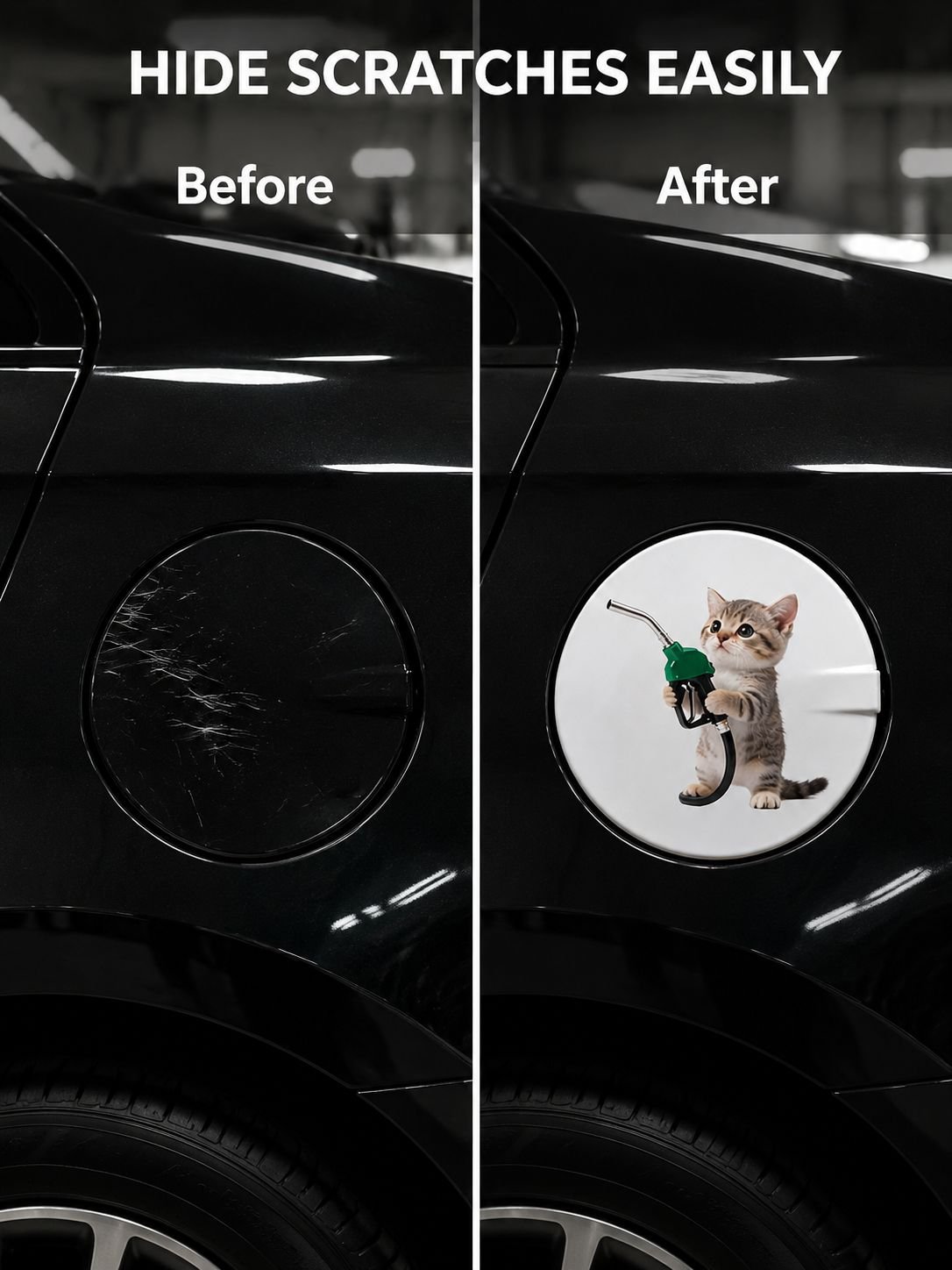 Adhesive stickers for the car fuel cap of cute little cats