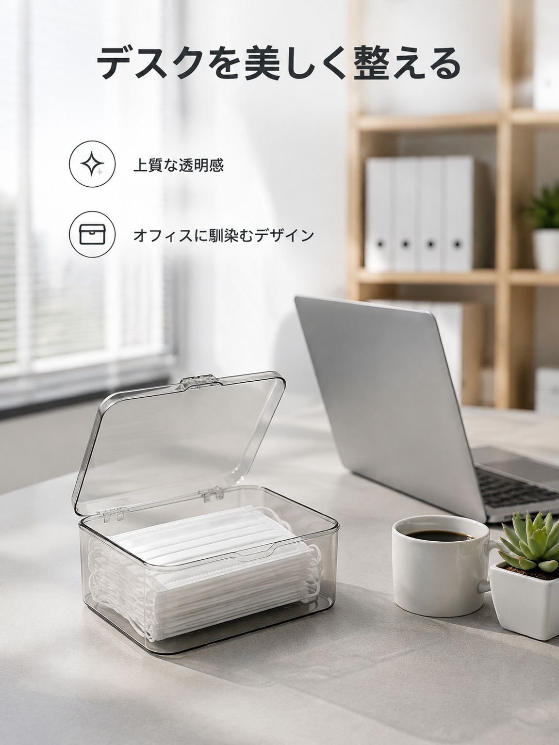 高級感のある蓋付き防塵マスクオーガナイザー（寝室・寮・オフィス用）