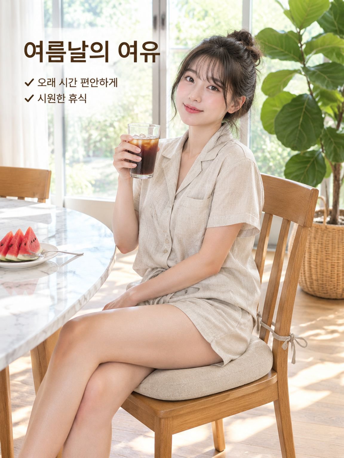 여름용 다이닝 의자 쿠션