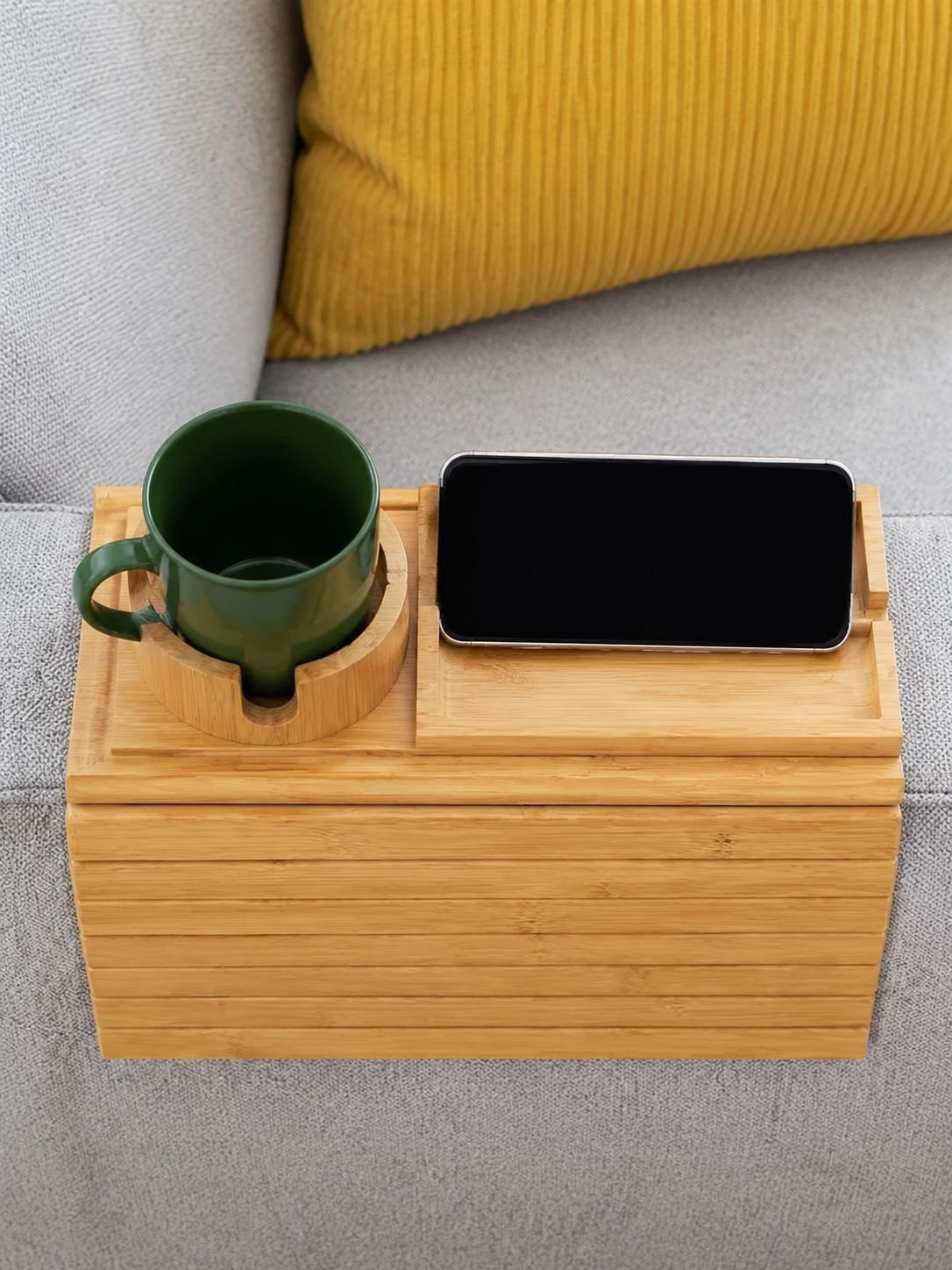 Plateau en bois pour canapé, plateau pour accoudoir de pouf, plateau magnétique pliable portable, pl